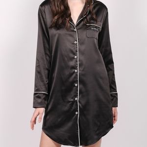 "Jet Black" silken sleep shirt